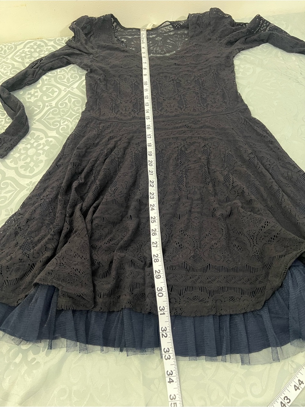 Free People Black Lace Long-Sleeve Skater Dress - Picture 9 of 9
